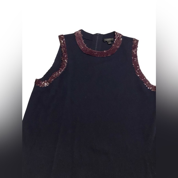J. Crew women’s sz L sequins edges 50% merino wool tank top zip back lightweight - Picture 2 of 8